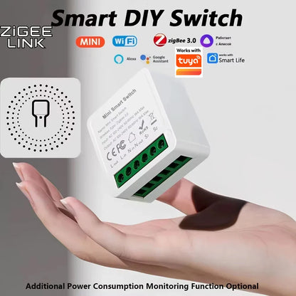 Smart WiFi/Zigbee 3.0 Mini Smart Switch For Tuya 16A/20A 2-Way Control Breaker Timer Relay Module APP Control Alexa Google Home
