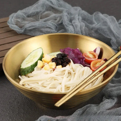 Gold Mixed Noodles, Instant Noodles, 304 Stainless Steel Bowls, Heat Insulation, Japanese Lamian Noodles Bowls.