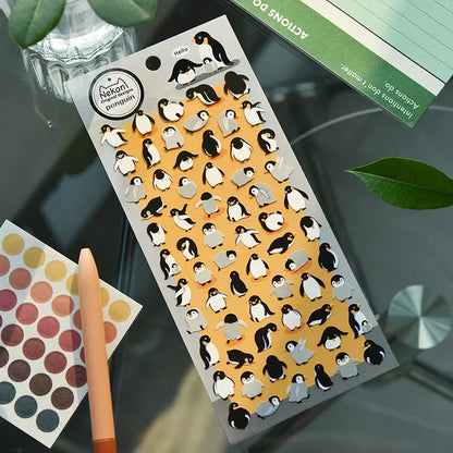 NEKONI Animal Stickers for Scrapbooking | Cute Penguin Dinosaur DIY Journal Decor