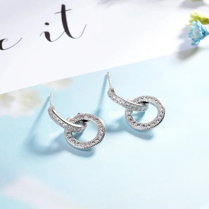 Sterling Silver Moissanite Circle Stud Earrings | D Color VVS1 Classic Jewelry