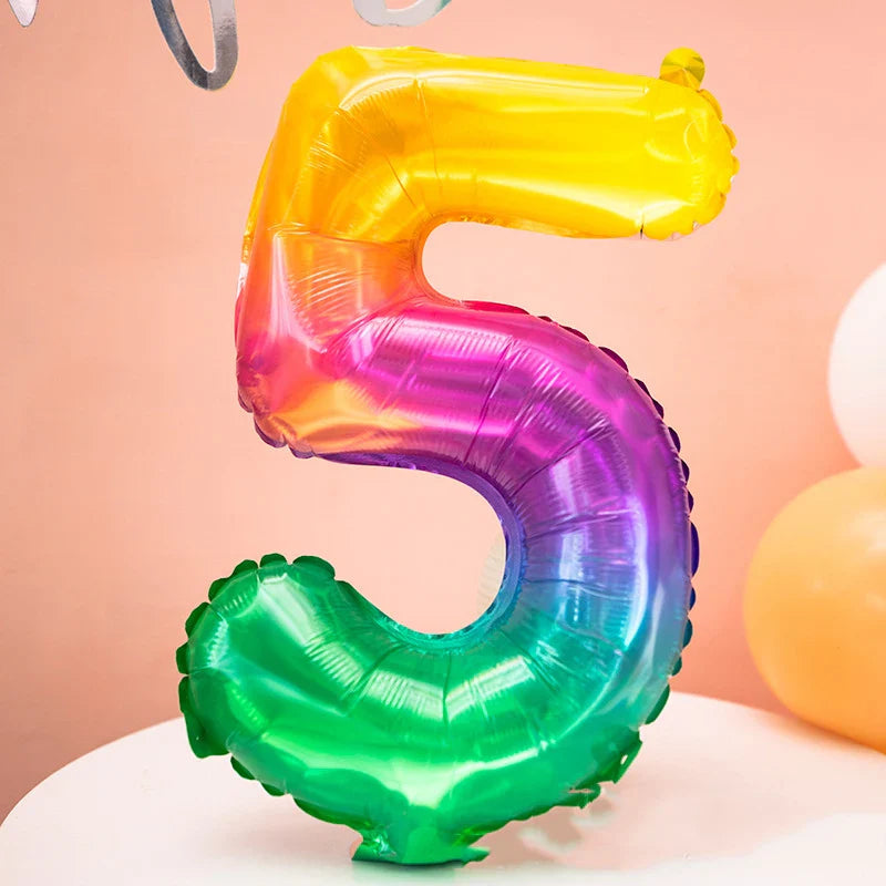 Rainbow Jelly Number Balloon 16 Inch | Birthday Party Decoration