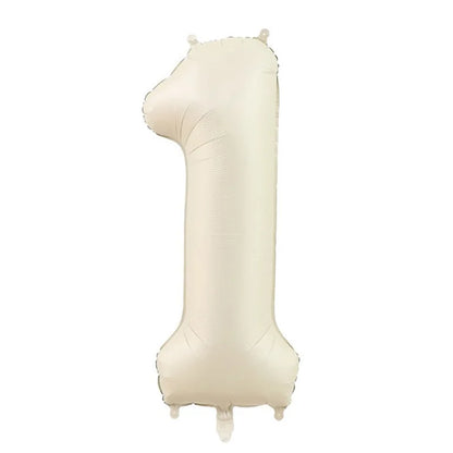 Cream Foil Number Balloons 1-9 Set | Large Digital Birthday Party Decor