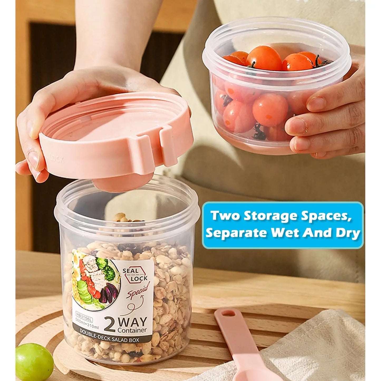 Breakfast On The Go Cups, Salad Cup To Go, Take And Go Yogurt Cereal Overnight Oats Snack Parfait Containers & Salad Dressing Ho