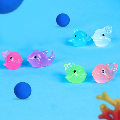 Mini Luminous Dolphin Ornaments Set | Glow in the Dark Micro Landscape Figurines