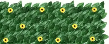 Green Artificial Ivy Privacy Fence Screen Outdoor With Sunflowers Artificial Grass Privacy Fence Screen Fake Ivy Wall Panel