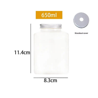 Plastic Disposable Square Bottle 500ML 650ML | Leakproof Juice, Milk Tea & Yogurt Container for Home and Commercial Use