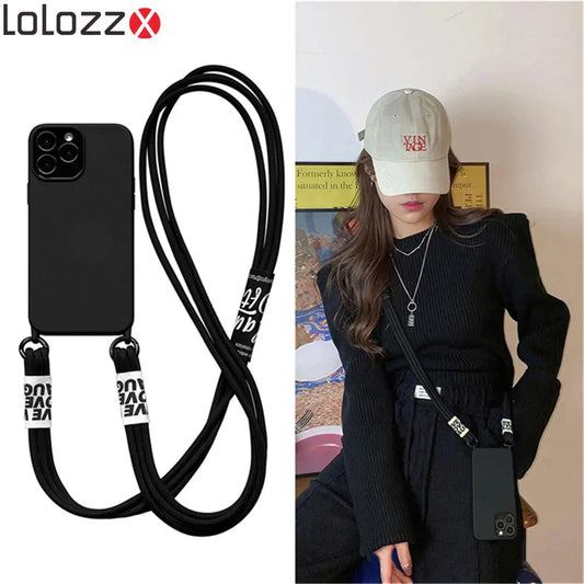 Cord Strap Lanyard Siliocne Phone Case For iPhone