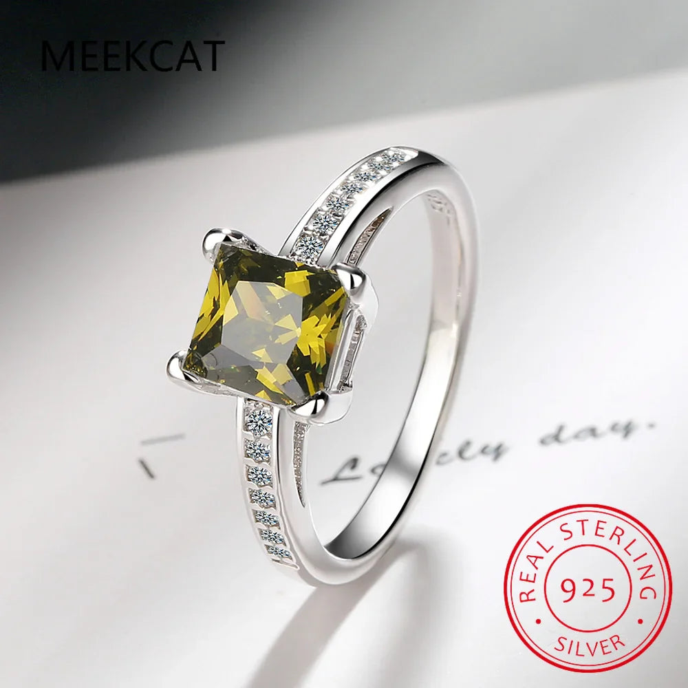 Princess Cut Moissanite Engagement Ring | 925 Sterling Silver Bridal Set