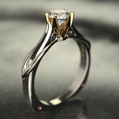 925 Sterling Silver Six Claw Ring with Zircon | Simulated Moissanite Wedding Band