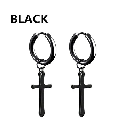 Punk Stainless Steel Stud Earrings Set | Unisex Hip Hop Piercing Jewelry