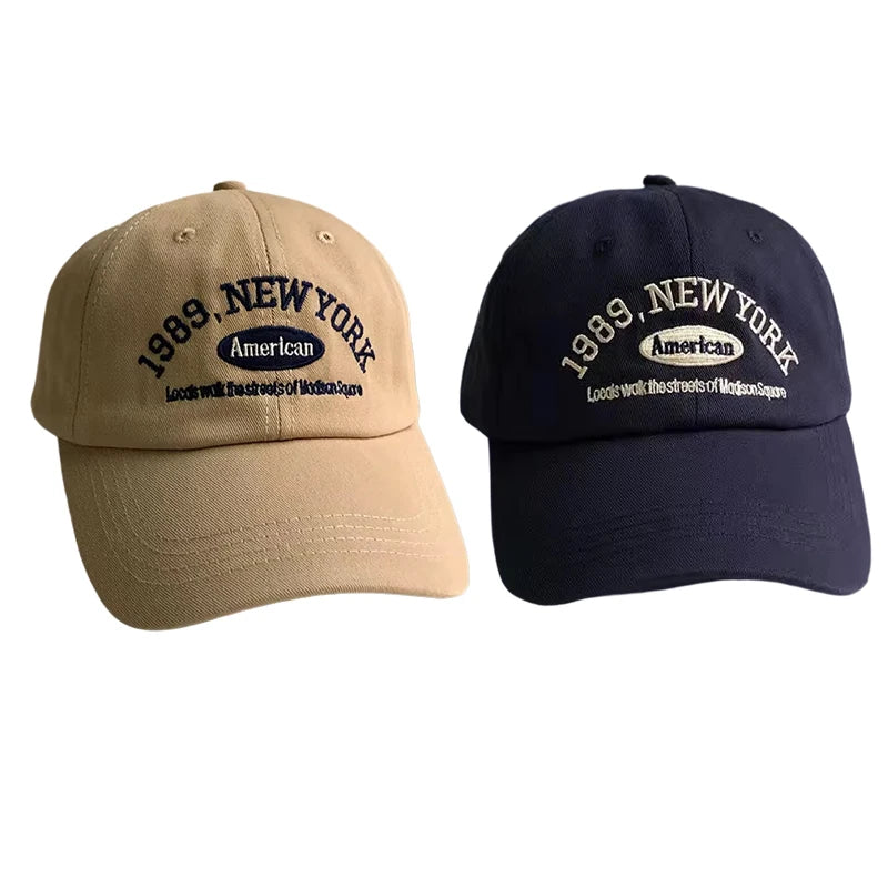 Korean Retro Embroidered Letter Baseball Cap - Unisex Casual Sun Protection Hat