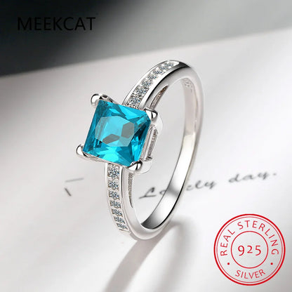 Princess Cut Moissanite Engagement Ring | 925 Sterling Silver Bridal Set