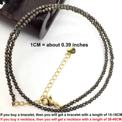 Faceted Gemstone Beaded Necklace and Bracelet Set | Natural Crystal Choker Jewelry for Men and Women