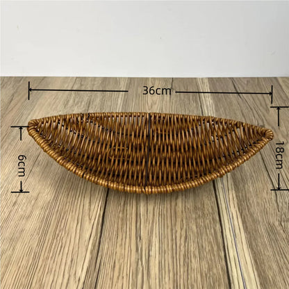 Imitation Rattan Fruit Basket Sundry Storage Basket Hand-Woven Storage Box Home Storage Supplies Tabletop Display Rattan Basket