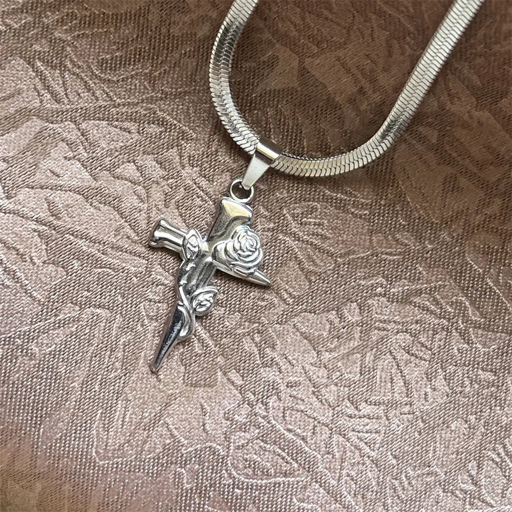 Stainless Steel Jesus Cross Necklace | Christian Pendant Jewelry for Men and Women