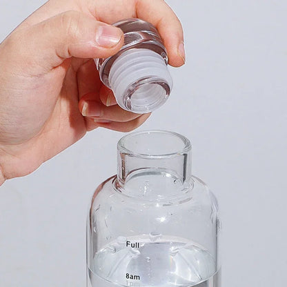 500/750ml Transparent Plastic Water Bottle with Time Marker | Leakproof Large Capacity Sport Drinkware