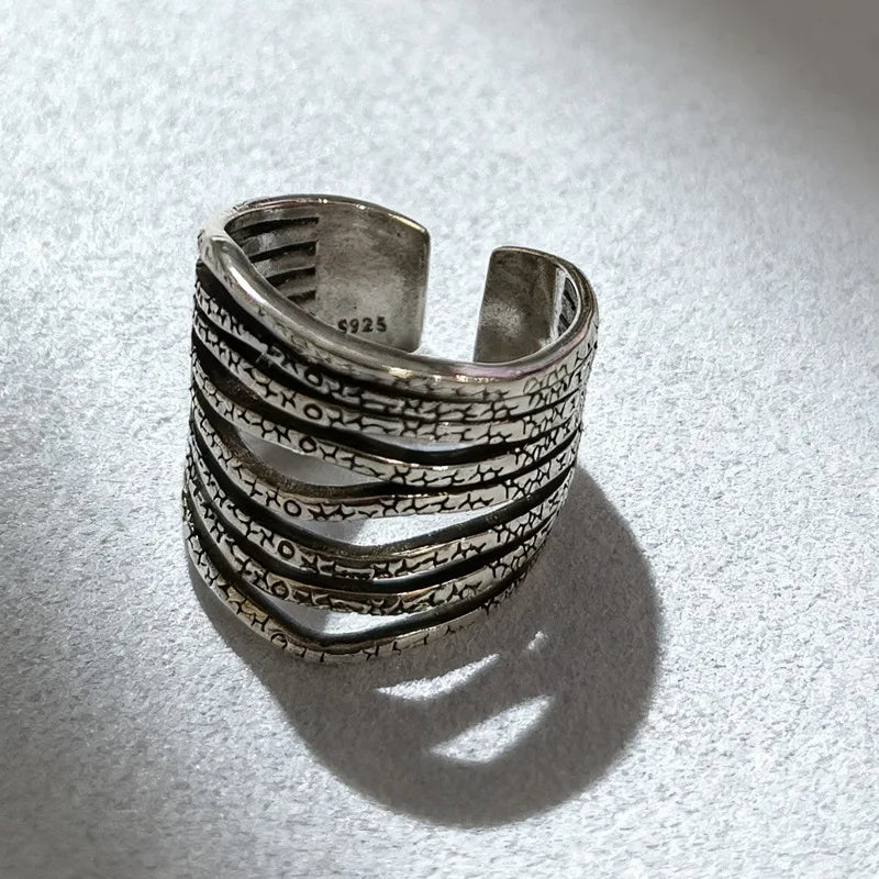 VENTFILLE 925 Sterling Silver Flower Ring | Hollow Out Retro Jewelry for Women