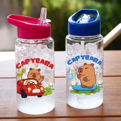 1 Piece 500ml (17 fl oz) Capybara Printed Straw Cup | Summer Water Bottle