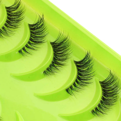 New Half Eyelashes 3D Cat Eye Lashes Clear Stem False Lashes