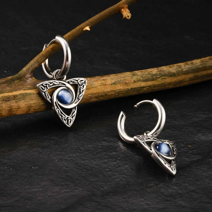 Stainless Steel Moonstone Hoop Earrings for Men | Punk Hip Hop Jewelry Gift