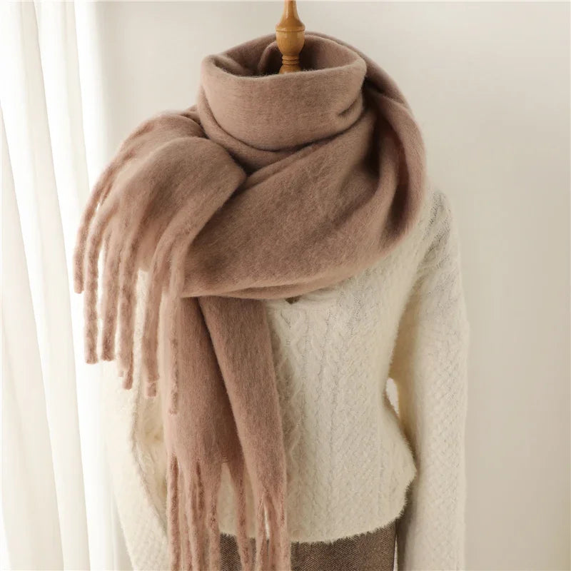 Women's Cashmere-Feel Long Tassel Scarf Shawl - Pashmina Blanket Wrap 94 in (240 cm) Thick Soft Winter Wrap