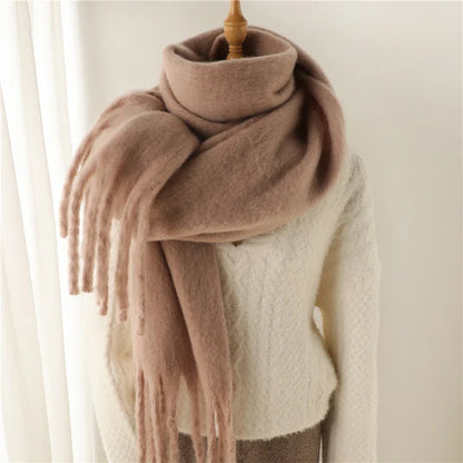 Women's Cashmere-Feel Long Tassel Scarf Shawl - Pashmina Blanket Wrap 94 in (240 cm) Thick Soft Winter Wrap