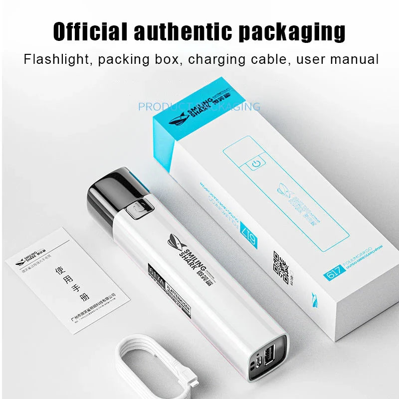 USB Rechargeable Mini LED Flashlight | 2 in 1 Power Bank for Outdoor Use