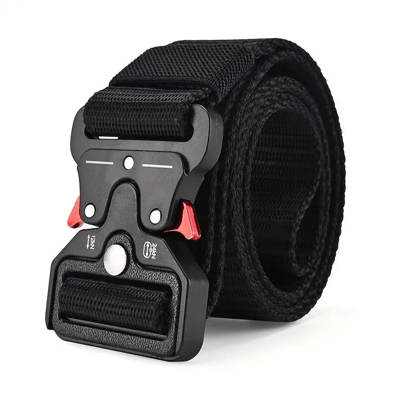 Unisex Tactical Nylon Canvas Belt with Compass, Durable Outdoor & Jeans Belt 1.5 in (3.8 cm) Wide
