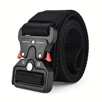 Unisex Tactical Nylon Canvas Belt with Compass, Durable Outdoor & Jeans Belt 1.5 in (3.8 cm) Wide