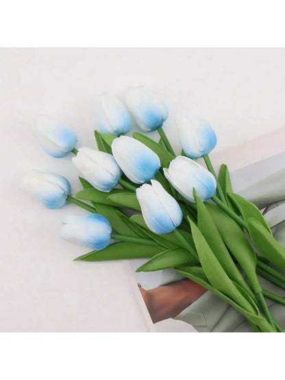 A Set of 6 Artificial Tulips, Suitable for Home Decoration, Anniversary Desktop Flower Decoration, Realistic Fake Tulip Flowers