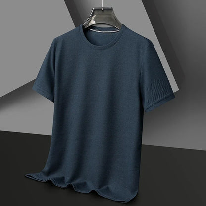 Men's Waffle Knit Short Sleeve Tee - Round Neck Casual Summer T-Shirt