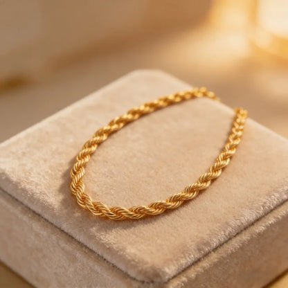 Andara 925 Sterling Silver 18K Gold Plated 4mm Twisted Rope Necklace | Unisex Minimalist Jewelry