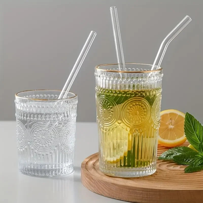 Heat Resistant Glass Straws Set of 5 | Reusable Drinking Straws with Cleaning Brush