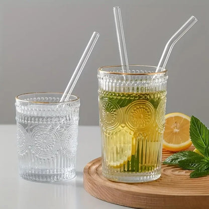 Heat Resistant Glass Straws Set of 5 | Reusable Drinking Straws with Cleaning Brush