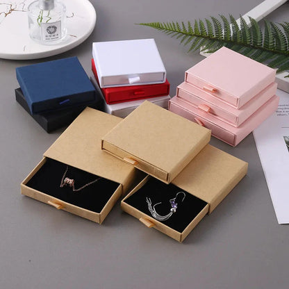 10pcs Kraft Paper Jewelry Boxes for Necklace Bracelet Earrings Gifts