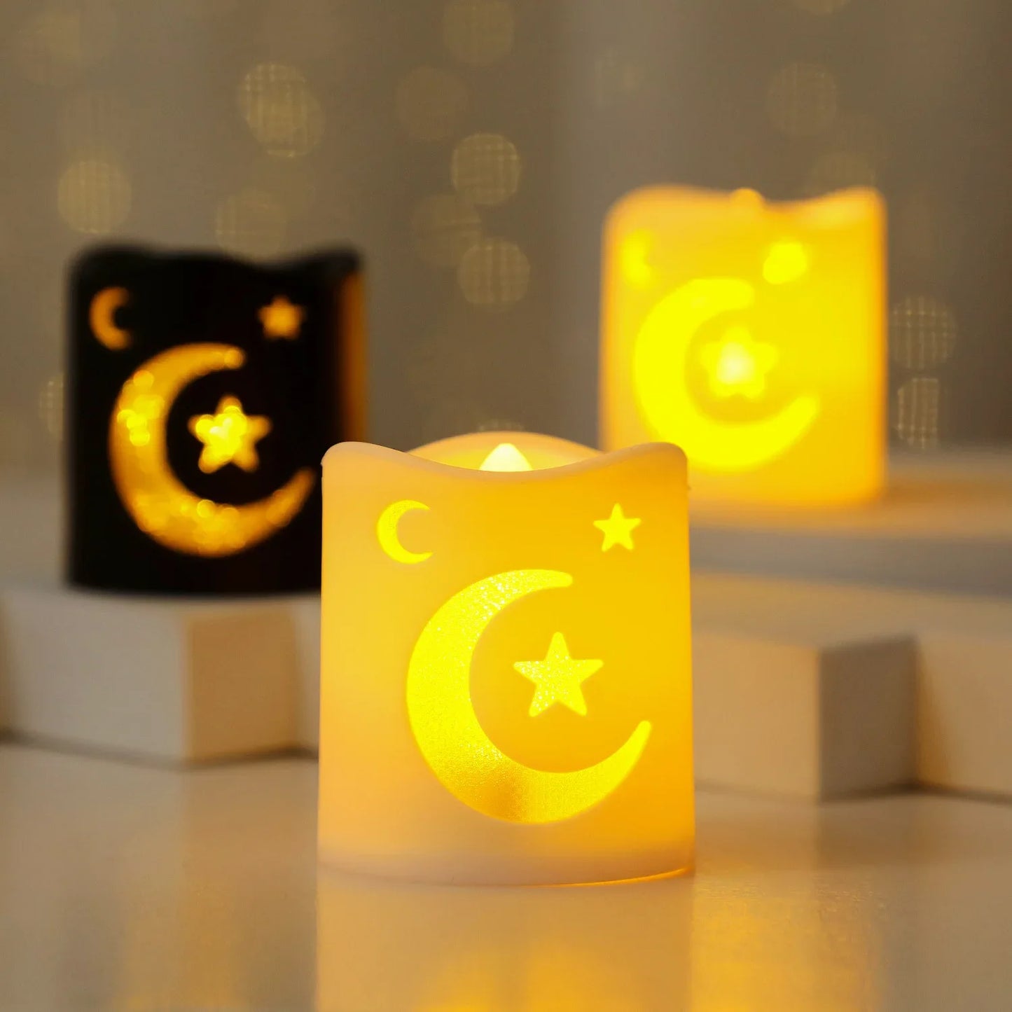 LED Star Moon Candlestick Light | Ramadan Decoration with Castle Wind Lamp