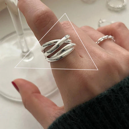 VENTFILLE 925 Sterling Silver Irregular Ring | Geometric Minimalist Jewelry for Women