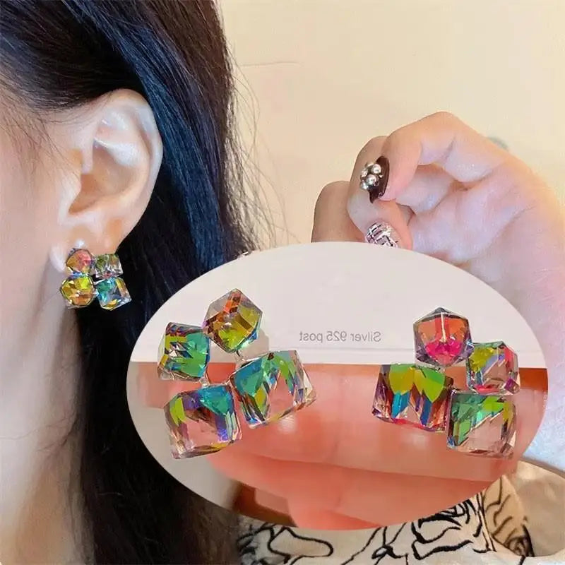 Korean Fashion Seven Star Zircon Earrings | Luxury Crystal Stars Stud Earrings