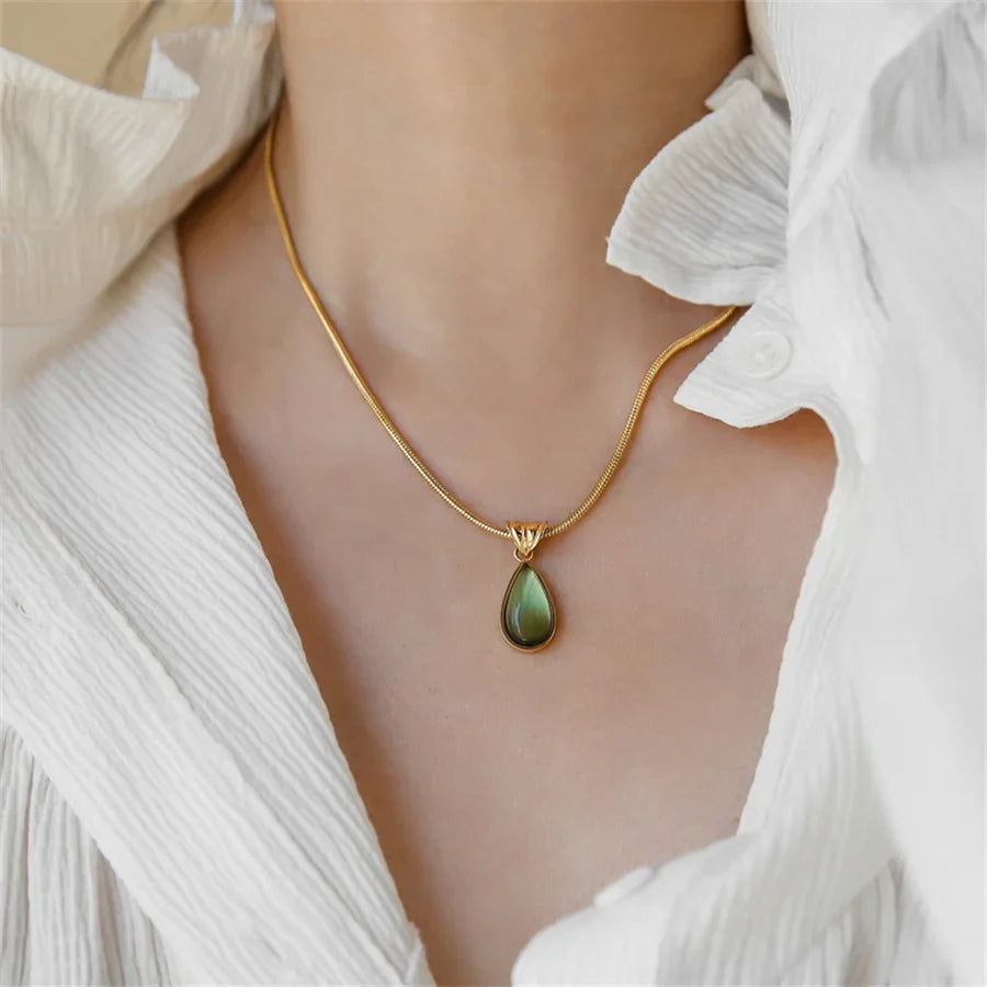 Waterdrop Pendant Necklace | Minimalist Stainless Steel Teardrop Jewelry for Women