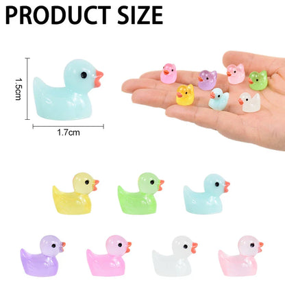 30 Pcs Glow in the Dark Miniature Duck Figurines | Luminous Resin Fairy Garden Decor