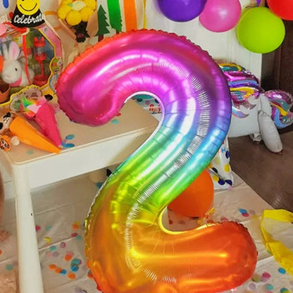 Rainbow Jelly Number Balloon 16 Inch | Birthday Party Decoration