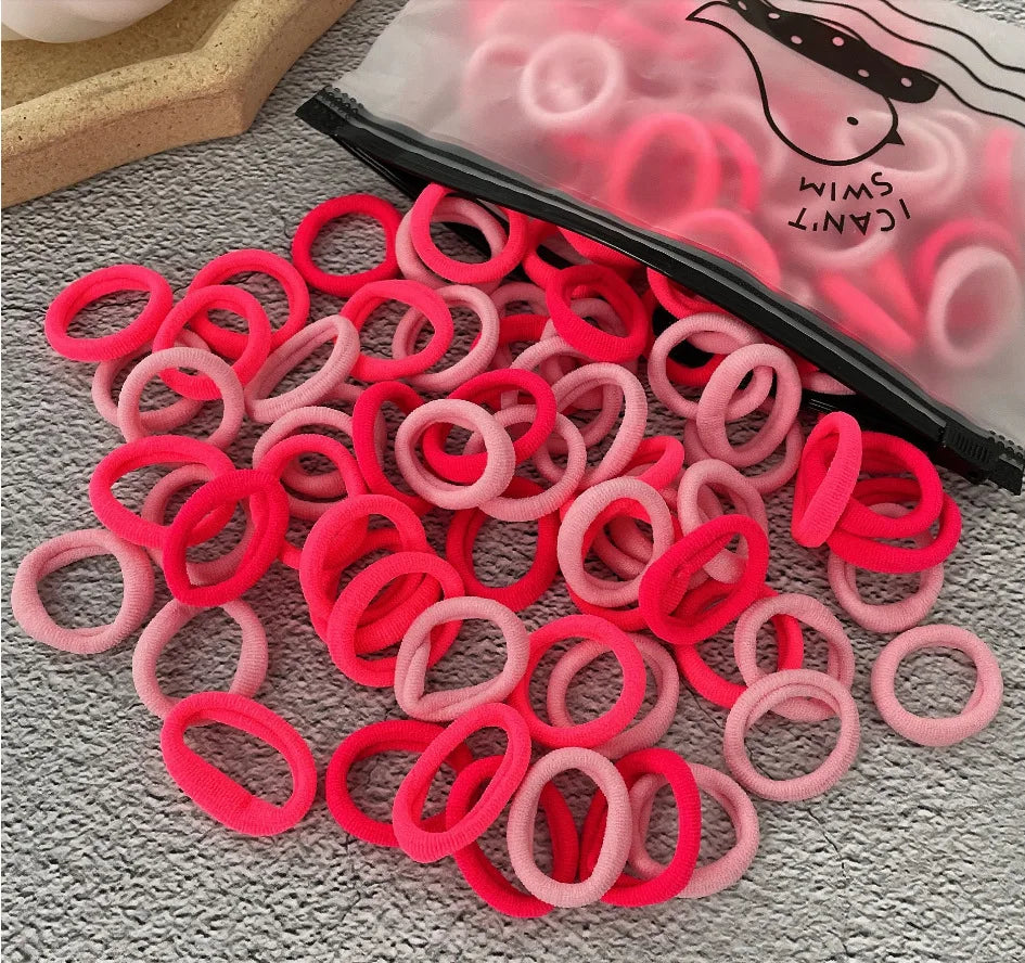 50/100-Pack Colorful Nylon Hair Bands for Kids - Elastic Scrunchie Hair Ties & Ponytail Holders for Girls