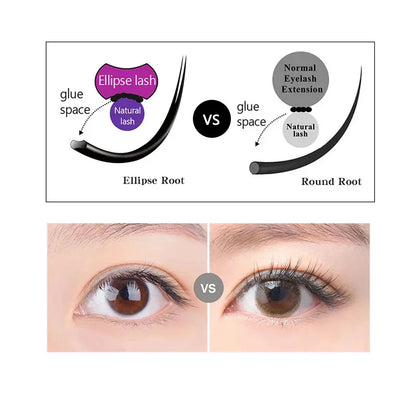 Flat Ellipse Eyelash Extensions | Matte Black Super Soft Natural Look