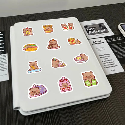 102Pcs Capibara Foldable Sticker Set | Cute Rodent Decor for Journal, Laptop and Gift Wrapping