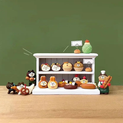 1pc ZAKKA Japanese Cat Food Bakery Coffee Shop Scene Decoration Resin Crafts Small Ornaments Croissant Donut Dessert Cupcake