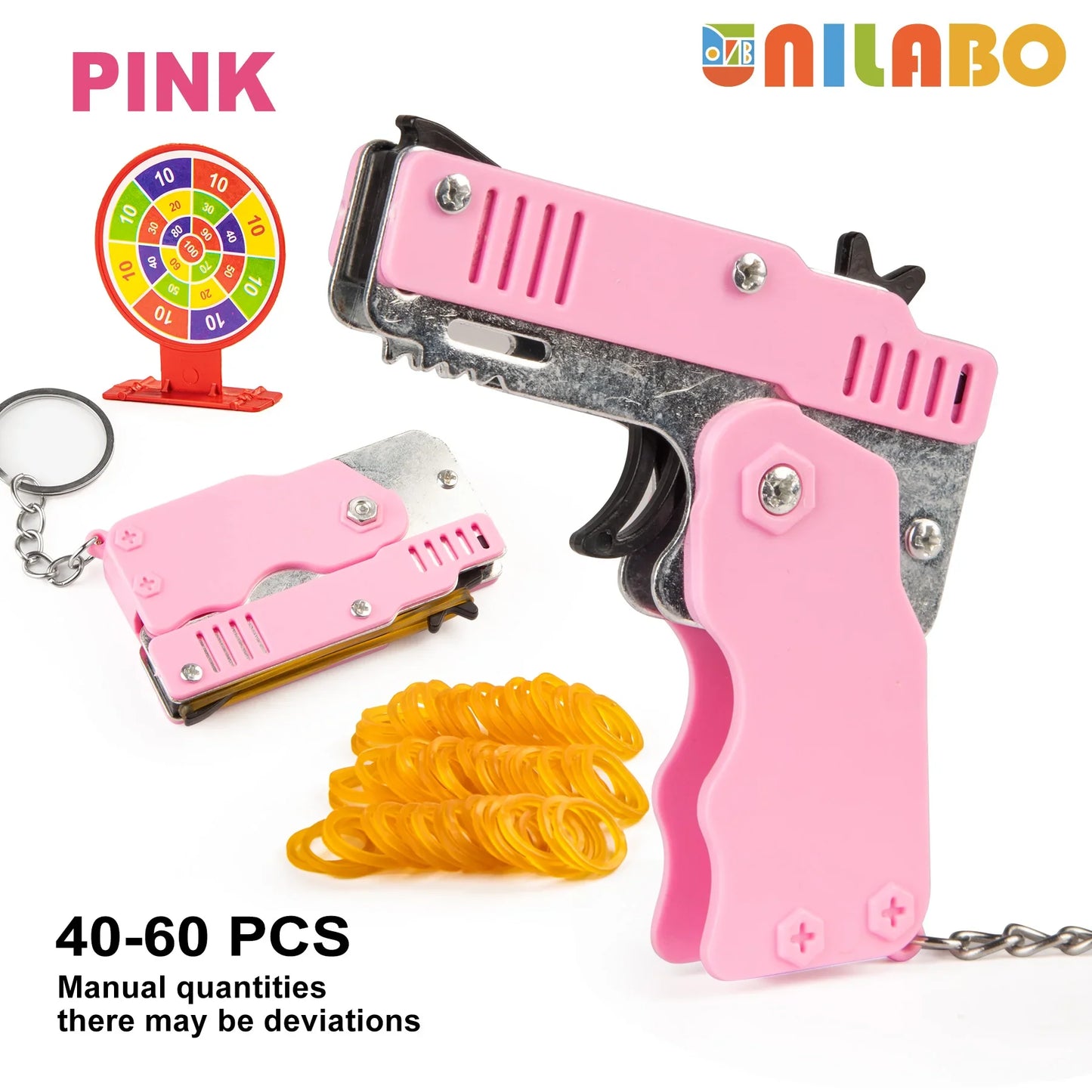 Mini Alloy Foldable Rubber Band Gun Keychain | Quick Shooting Toy