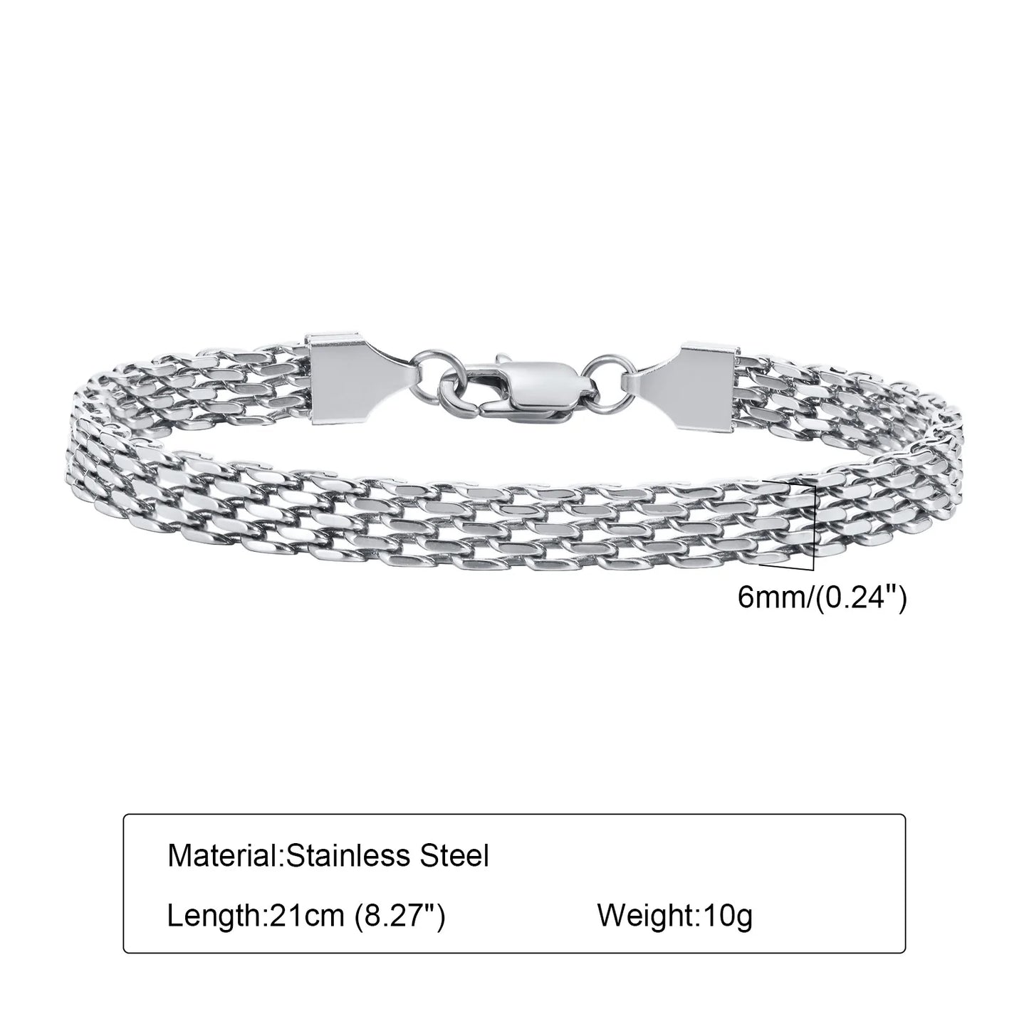 Stainless Steel Mesh Link Chain Bracelet | Unisex Italian Chain Jewelry Gift