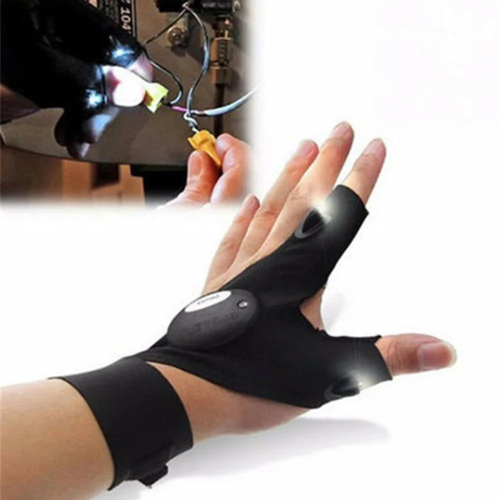 LED Flashlight Gloves | Waterproof Fingerless Illumination Gloves for Running, Cycling, Camping, Hiking, Rescue