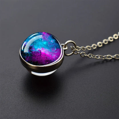 Solar System Galaxy Pendant Necklace | Unisex Astronomy Jewelry Gift