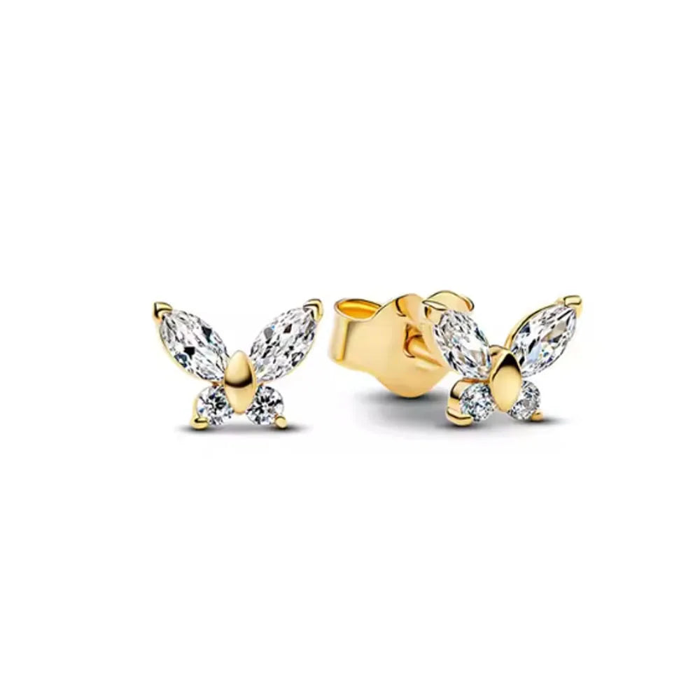 925 Sterling Silver Stud Earrings Set | Butterfly Snowflake Heart Moon Jewelry Gift